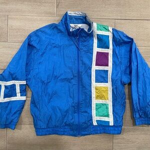 Vintage Towne By London Fog Men's M Medium Color Block Sky Blue Zipup Jacket